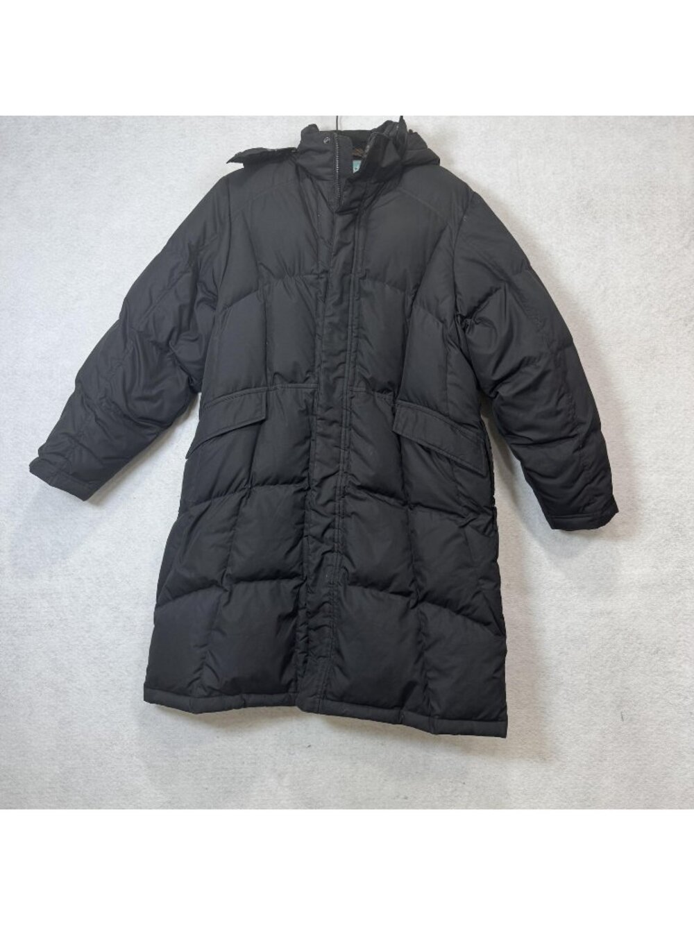 ISIS Coat Womens 8 Black Hooded Down Puffer Insulated Quilted Long Parka Zip